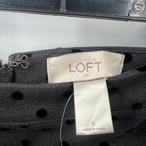 NEW LOFT mini pencil skirt stretch polka dot classic career business casual 6 - Picture 4 of 9